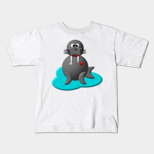 Cute Walrus in Water Kids T-Shirt